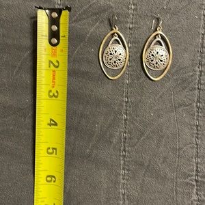 Two tone gold silver drop earrings